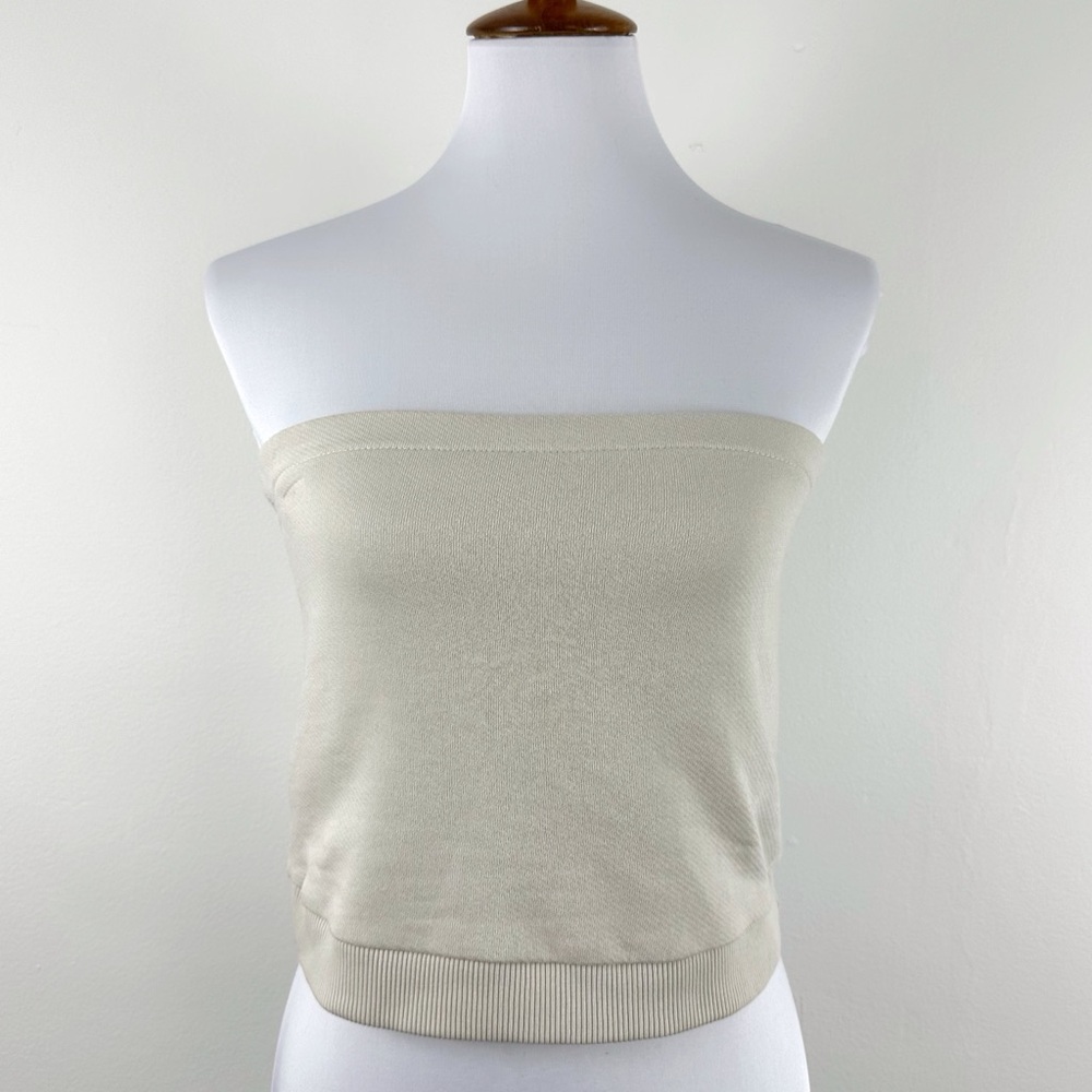 Universal Thread Leisure Studio French Terry Tube Top Medium Beige Shelf Bra